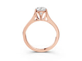 Rose gold Oval Solitaire Diamond Ring with Cathedral Band and Four-Prong Setting_69
