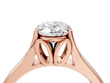 Rose gold Oval Solitaire Diamond Ring with Cathedral Band and Four-Prong Setting_70