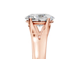 Rose gold Oval Solitaire Diamond Ring with Cathedral Band and Four-Prong Setting_71
