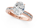 Rose gold Oval Solitaire Diamond Ring with Channel-Set Baguette Band and Four-Prong Setting_94