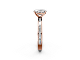 Rose gold Oval Solitaire Diamond Ring with Channel-Set Baguette Band and Four-Prong Setting_95