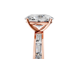 Rose gold Oval Solitaire Diamond Ring with Channel-Set Baguette Band and Four-Prong Setting_98
