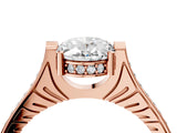 Rose gold Oval Solitaire Diamond Ring with Channel Set Band and Bezel Prong Setting_60