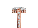 Rose gold Oval Solitaire Diamond Ring with Channel Set Band and Bezel Prong Setting_61