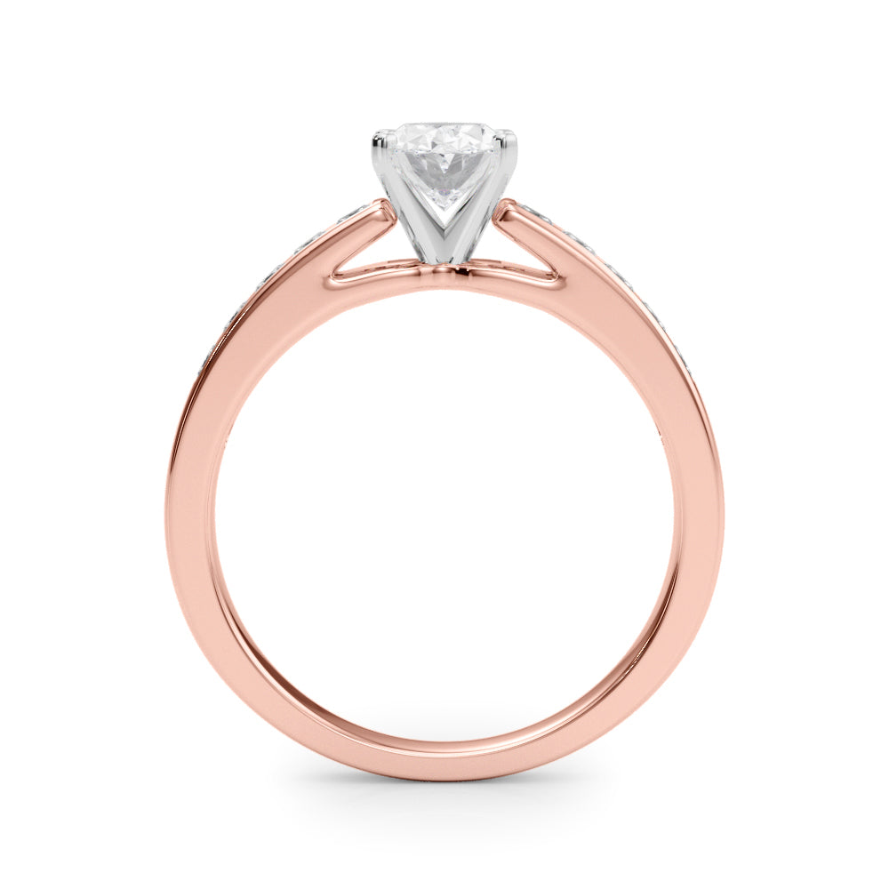 Rose gold Oval Solitaire Diamond Ring with Channel-Set Band and Four-Prong Setting 2