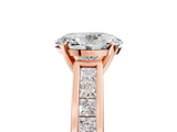 Rose gold Oval Solitaire Diamond Ring with Channel-Set Band and Four-Prong Setting_13