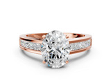 Rose gold Oval Solitaire Diamond Ring with Channel-Set Band and Four-Prong Setting_8