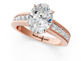 Rose gold Oval Solitaire Diamond Ring with Channel-Set Band and Four-Prong Setting_9