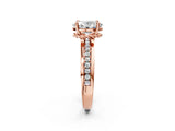 Rose gold Oval Solitaire Diamond Ring with Channel Set Band and Six-Prong Setting_50