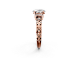 Rose gold Oval Solitaire Diamond Ring with Filigree Band and Four-Prong Setting_72