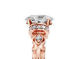 Rose gold Oval Solitaire Diamond Ring with Filigree Band and Four-Prong Setting_75