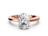 Rose gold Oval Solitaire Diamond Ring with Four-Prong Setting and Classic Band_4