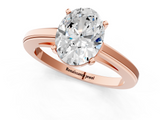 Rose gold Oval Solitaire Diamond Ring with Four-Prong Setting and Classic Band_5