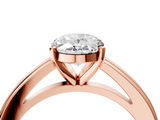 Rose gold Oval Solitaire Diamond Ring with Four-Prong Setting and Classic Band_8