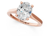 Rose gold Oval Solitaire Diamond Ring with Four-Prong Setting and Tapered Band 1