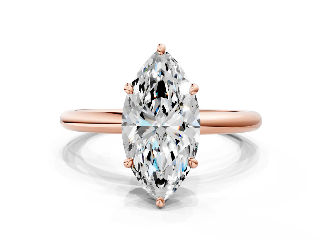 Rose gold Oval Solitaire Diamond Ring with Four-Prong Setting on a Plain Band_20