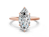 Rose gold Oval Solitaire Diamond Ring with Four-Prong Setting on a Plain Band_20