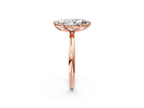 Rose gold Oval Solitaire Diamond Ring with Four-Prong Setting on a Plain Band_22