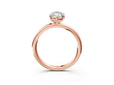 Rose gold Oval Solitaire Diamond Ring with Four-Prong Setting on a Plain Band_23