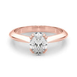 Rose gold Oval Solitaire Diamond Ring with Four-Prong Setting on a Tapered Band 1