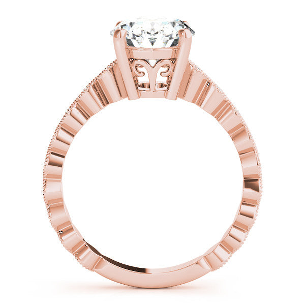 Rose gold Oval Solitaire Diamond Ring with Infinity Twist Band and Four-Prong Setting 2