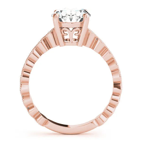 Rose gold Oval Solitaire Diamond Ring with Infinity Twist Band and Four-Prong Setting