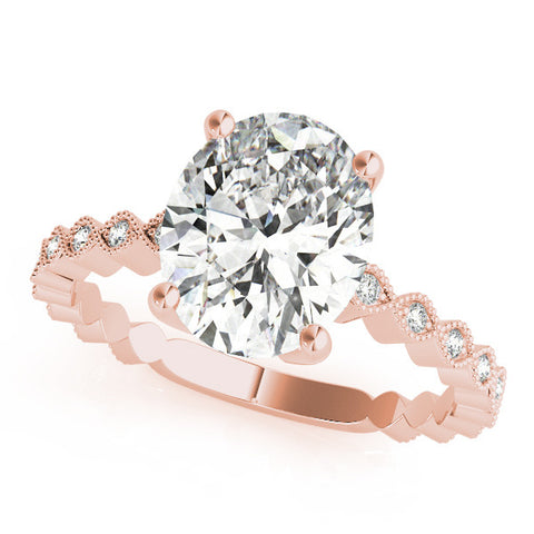 Rose gold Oval Solitaire Diamond Ring with Infinity Twist Band and Four-Prong Setting