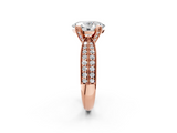 Rose gold Oval Solitaire Diamond Ring with Milgrain Pavé Band and Four-Prong Setting_126