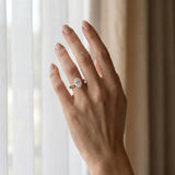 Rose gold Oval Solitaire Diamond Ring with Milgrain and Black Enamel X Pattern Band_12