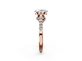 Rose gold Oval Solitaire Diamond Ring with Pavé Band and Four-Prong Setting_106