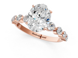 Rose gold Oval Solitaire Diamond Ring with Pave Band and Four-Prong Setting_274