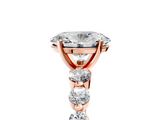 Rose gold Oval Solitaire Diamond Ring with Pave Band and Four-Prong Setting_278