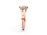 Rose gold Oval Solitaire Diamond Ring with Pave Band and Six-Prong Setting_37