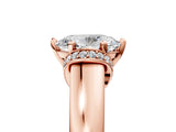 Rose gold Oval Solitaire Diamond Ring with Pave Band and Six-Prong Setting_40