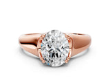 Rose gold Oval Solitaire Diamond Ring with Six-Prong Cathedral Setting_31