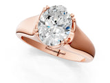Rose gold Oval Solitaire Diamond Ring with Six-Prong Cathedral Setting_32