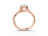 Rose gold Oval Solitaire Diamond Ring with Six-Prong Cathedral Setting_34