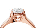 Rose gold Oval Solitaire Diamond Ring with Six-Prong Cathedral Setting_35
