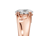 Rose gold Oval Solitaire Diamond Ring with Six-Prong Cathedral Setting_36