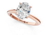 Rose gold Oval Solitaire Diamond Ring with Six-Prong Setting on a Classic Band 1