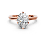 Rose gold Oval Solitaire Diamond Ring with Six-Prong Setting on a Classic Band_3