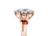 Rose gold Oval Solitaire Diamond Ring with Six-Prong Setting on a Classic Band_8