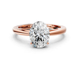 Rose gold Oval Solitaire Diamond Ring with Split Shank and Four-Prong Setting_12