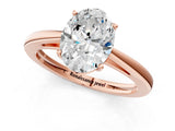 Rose gold Oval Solitaire Diamond Ring with Split Shank and Four-Prong Setting_13
