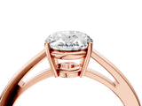 Rose gold Oval Solitaire Diamond Ring with Split Shank and Four-Prong Setting_16
