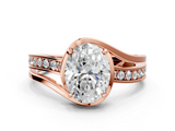 Rose gold Oval Solitaire Diamond Ring with Split Shank and Prong Setting_65