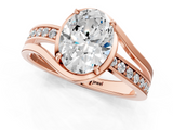 Rose gold Oval Solitaire Diamond Ring with Split Shank and Prong Setting_66