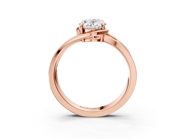 Rose Gold Oval Bypass Split Shank Engagement Ring Setting with Channel Set Accents