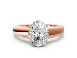 Rose gold Oval Solitaire Diamond Ring with Tapered Band and Four-Prong Setting_49