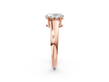 Rose gold Oval Solitaire Diamond Ring with Tapered Band and Four-Prong Setting_51